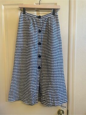 Reformation Black and White Gingham Midi Button-Front Skirt